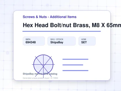 Hex Head Bolt/nut Brass, M8 X 65mm - Screws & Nuts - Additional Items - IMPA 694348 - UOM SET