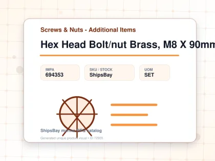 Hex Head Bolt/nut Brass, M8 X 90mm - Screws & Nuts - Additional Items - IMPA 694353 - UOM SET