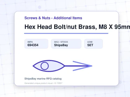 Hex Head Bolt/nut Brass, M8 X 95mm - Screws & Nuts - Additional Items - IMPA 694354 - UOM SET