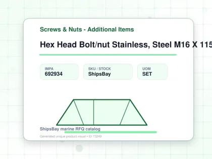 Hex Head Bolt/nut Stainless, Steel M16 X 115mm - Screws & Nuts - Additional Items - IMPA 692934 - UOM SET