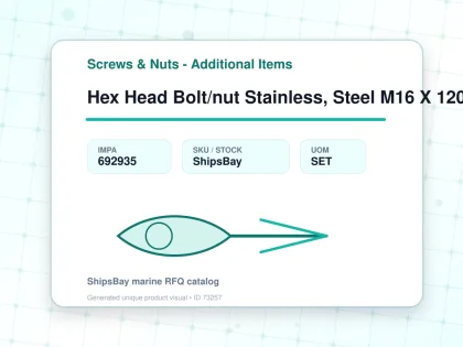 Hex Head Bolt/nut Stainless, Steel M16 X 120mm - Screws & Nuts - Additional Items - IMPA 692935 - UOM SET