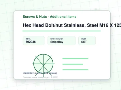 Hex Head Bolt/nut Stainless, Steel M16 X 125mm - Screws & Nuts - Additional Items - IMPA 692936 - UOM SET