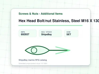 Hex Head Bolt/nut Stainless, Steel M16 X 130mm - Screws & Nuts - Additional Items - IMPA 692937 - UOM SET