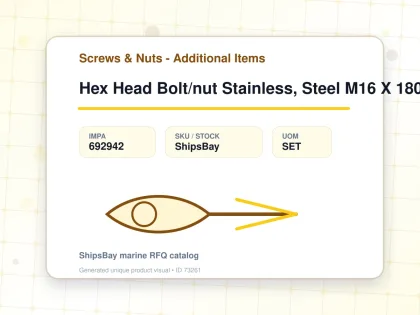 Hex Head Bolt/nut Stainless, Steel M16 X 180mm - Screws & Nuts - Additional Items - IMPA 692942 - UOM SET