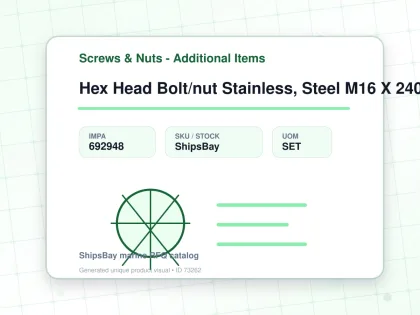 Hex Head Bolt/nut Stainless, Steel M16 X 240mm - Screws & Nuts - Additional Items - IMPA 692948 - UOM SET