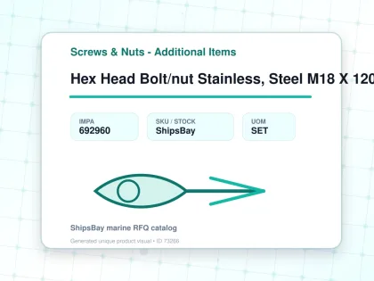 Hex Head Bolt/nut Stainless, Steel M18 X 120mm - Screws & Nuts - Additional Items - IMPA 692960 - UOM SET