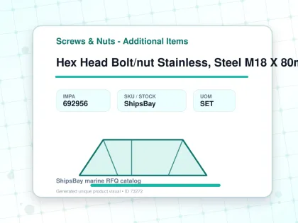 Hex Head Bolt/nut Stainless, Steel M18 X 80mm - Screws & Nuts - Additional Items - IMPA 692956 - UOM SET