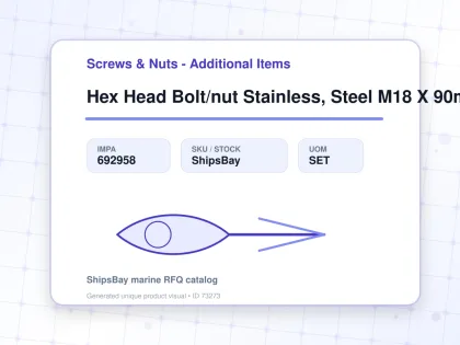 Hex Head Bolt/nut Stainless, Steel M18 X 90mm - Screws & Nuts - Additional Items - IMPA 692958 - UOM SET