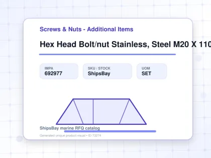 Hex Head Bolt/nut Stainless, Steel M20 X 110mm - Screws & Nuts - Additional Items - IMPA 692977 - UOM SET