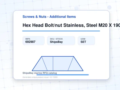 Hex Head Bolt/nut Stainless, Steel M20 X 190mm - Screws & Nuts - Additional Items - IMPA 692987 - UOM SET