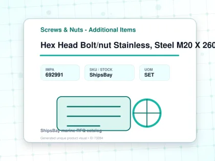 Hex Head Bolt/nut Stainless, Steel M20 X 260mm - Screws & Nuts - Additional Items - IMPA 692991 - UOM SET