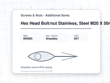 Hex Head Bolt/nut Stainless, Steel M20 X 50mm - Screws & Nuts - Additional Items - IMPA 692965 - UOM SET