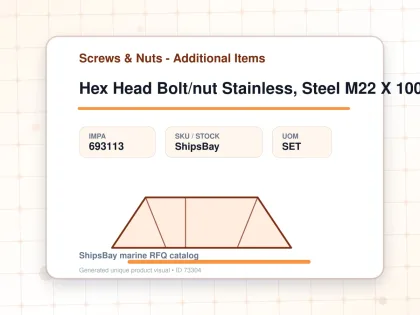 Hex Head Bolt/nut Stainless, Steel M22 X 100mm - Screws & Nuts - Additional Items - IMPA 693113 - UOM SET
