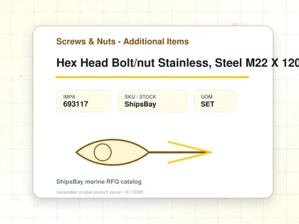Hex Head Bolt/nut Stainless, Steel M22 X 120mm - Screws & Nuts - Additional Items - IMPA 693117 - UOM SET