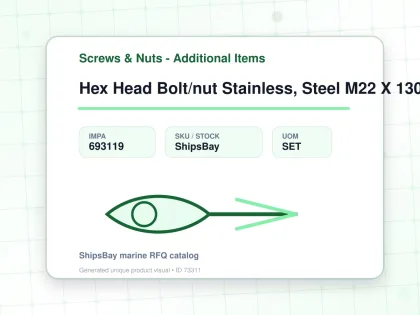 Hex Head Bolt/nut Stainless, Steel M22 X 130mm - Screws & Nuts - Additional Items - IMPA 693119 - UOM SET
