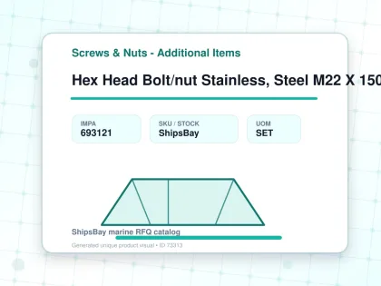 Hex Head Bolt/nut Stainless, Steel M22 X 150mm - Screws & Nuts - Additional Items - IMPA 693121 - UOM SET