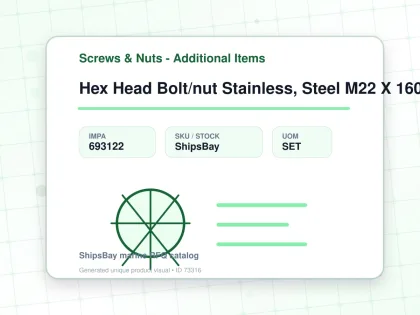 Hex Head Bolt/nut Stainless, Steel M22 X 160mm - Screws & Nuts - Additional Items - IMPA 693122 - UOM SET