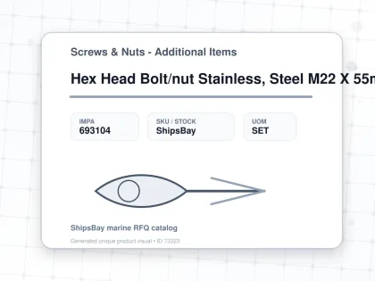 Hex Head Bolt/nut Stainless, Steel M22 X 55mm - Screws & Nuts - Additional Items - IMPA 693104 - UOM SET