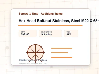 Hex Head Bolt/nut Stainless, Steel M22 X 65mm - Screws & Nuts - Additional Items - IMPA 693106 - UOM SET