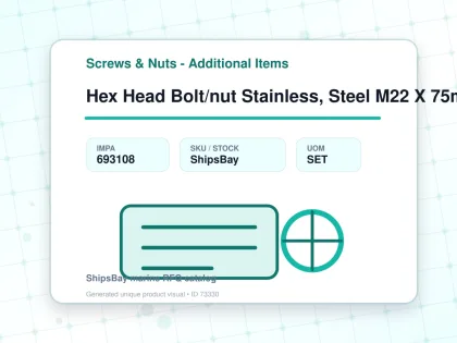 Hex Head Bolt/nut Stainless, Steel M22 X 75mm - Screws & Nuts - Additional Items - IMPA 693108 - UOM SET