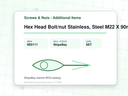 Hex Head Bolt/nut Stainless, Steel M22 X 90mm - Screws & Nuts - Additional Items - IMPA 693111 - UOM SET