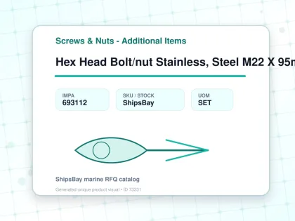 Hex Head Bolt/nut Stainless, Steel M22 X 95mm - Screws & Nuts - Additional Items - IMPA 693112 - UOM SET