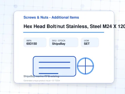 Hex Head Bolt/nut Stainless, Steel M24 X 120mm - Screws & Nuts - Additional Items - IMPA 693150 - UOM SET