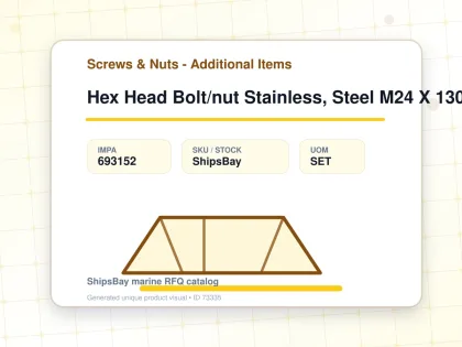 Hex Head Bolt/nut Stainless, Steel M24 X 130mm - Screws & Nuts - Additional Items - IMPA 693152 - UOM SET