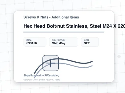 Hex Head Bolt/nut Stainless, Steel M24 X 220mm - Screws & Nuts - Additional Items - IMPA 693156 - UOM SET
