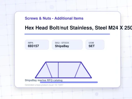 Hex Head Bolt/nut Stainless, Steel M24 X 250mm - Screws & Nuts - Additional Items - IMPA 693157 - UOM SET