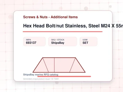 Hex Head Bolt/nut Stainless, Steel M24 X 55mm - Screws & Nuts - Additional Items - IMPA 693137 - UOM SET