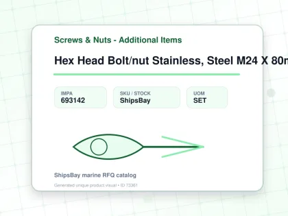 Hex Head Bolt/nut Stainless, Steel M24 X 80mm - Screws & Nuts - Additional Items - IMPA 693142 - UOM SET