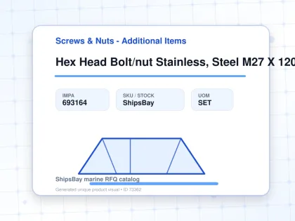 Hex Head Bolt/nut Stainless, Steel M27 X 120mm - Screws & Nuts - Additional Items - IMPA 693164 - UOM SET