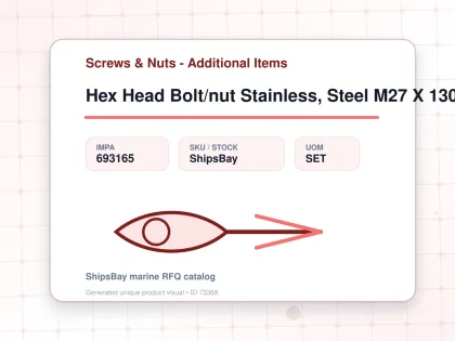 Hex Head Bolt/nut Stainless, Steel M27 X 130mm - Screws & Nuts - Additional Items - IMPA 693165 - UOM SET