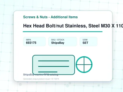 Hex Head Bolt/nut Stainless, Steel M30 X 110mm - Screws & Nuts - Additional Items - IMPA 693175 - UOM SET