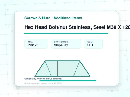 Hex Head Bolt/nut Stainless, Steel M30 X 120mm - Screws & Nuts - Additional Items - IMPA 693176 - UOM SET