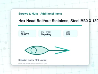 Hex Head Bolt/nut Stainless, Steel M30 X 130mm - Screws & Nuts - Additional Items - IMPA 693177 - UOM SET