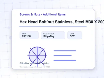 Hex Head Bolt/nut Stainless, Steel M30 X 200mm - Screws & Nuts - Additional Items - IMPA 693180 - UOM SET
