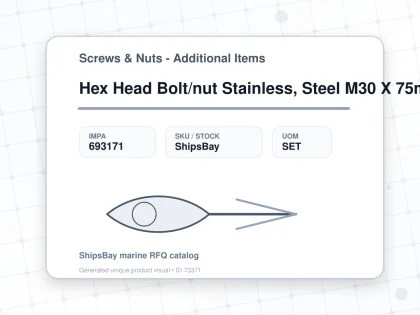 Hex Head Bolt/nut Stainless, Steel M30 X 75mm - Screws & Nuts - Additional Items - IMPA 693171 - UOM SET