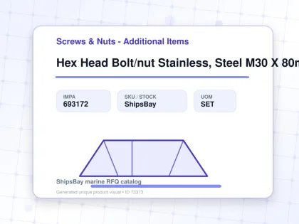 Hex Head Bolt/nut Stainless, Steel M30 X 80mm - Screws & Nuts - Additional Items - IMPA 693172 - UOM SET