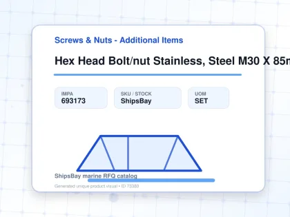 Hex Head Bolt/nut Stainless, Steel M30 X 85mm - Screws & Nuts - Additional Items - IMPA 693173 - UOM SET
