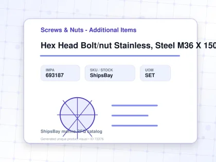 Hex Head Bolt/nut Stainless, Steel M36 X 150mm - Screws & Nuts - Additional Items - IMPA 693187 - UOM SET