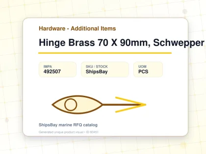 Hinge Brass 70 X 90mm, Schwepper 145 - Hardware - Additional Items - IMPA 492507 - UOM PCS