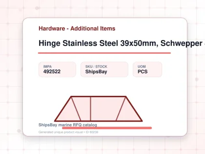 Hinge Stainless Steel 39x50mm, Schwepper 8001 - Hardware - Additional Items - IMPA 492522 - UOM PCS