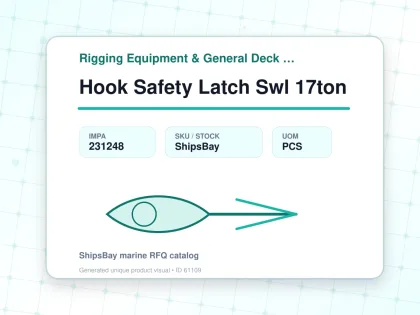 Hook Safety Latch Swl 17ton - Rigging Equipment & General Deck Items - Additional Items - IMPA 231248 - UOM PCS