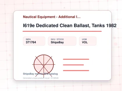 I619e Dedicated Clean Ballast, Tanks 1982 - Nautical Equipment - Additional Items - IMPA 371764 - UOM VOL