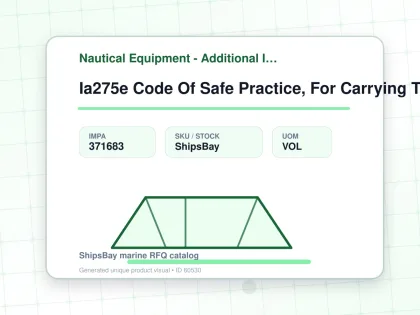 Ia275e Code Of Safe Practice, For Carrying Timber 2011 - Nautical Equipment - Additional Items - IMPA 371683 - UOM VOL