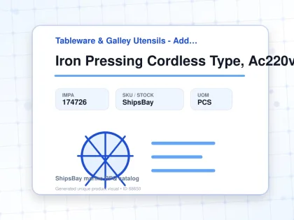Iron Pressing Cordless Type, Ac220v - Tableware & Galley Utensils - Additional Items - IMPA 174726 - UOM PCS