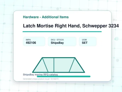 Latch Mortise Right Hand, Schwepper 3234 - Hardware - Additional Items - IMPA 492106 - UOM SET