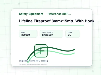 Lifeline Fireproof 8mmx15mtr, With Hook - Safety Equipment — Reference (IMPA) - IMPA 330969 - UOM CL